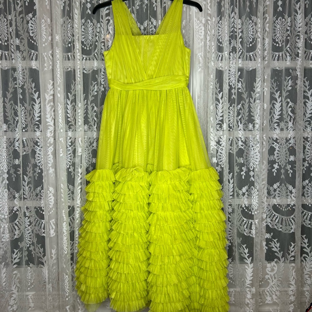 Vibrant green Yellow highlighter Kids Dress